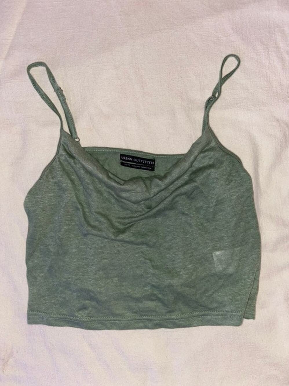 Urban Outfitters Sage Green Cowl Neck Cropped Cami Tank Top